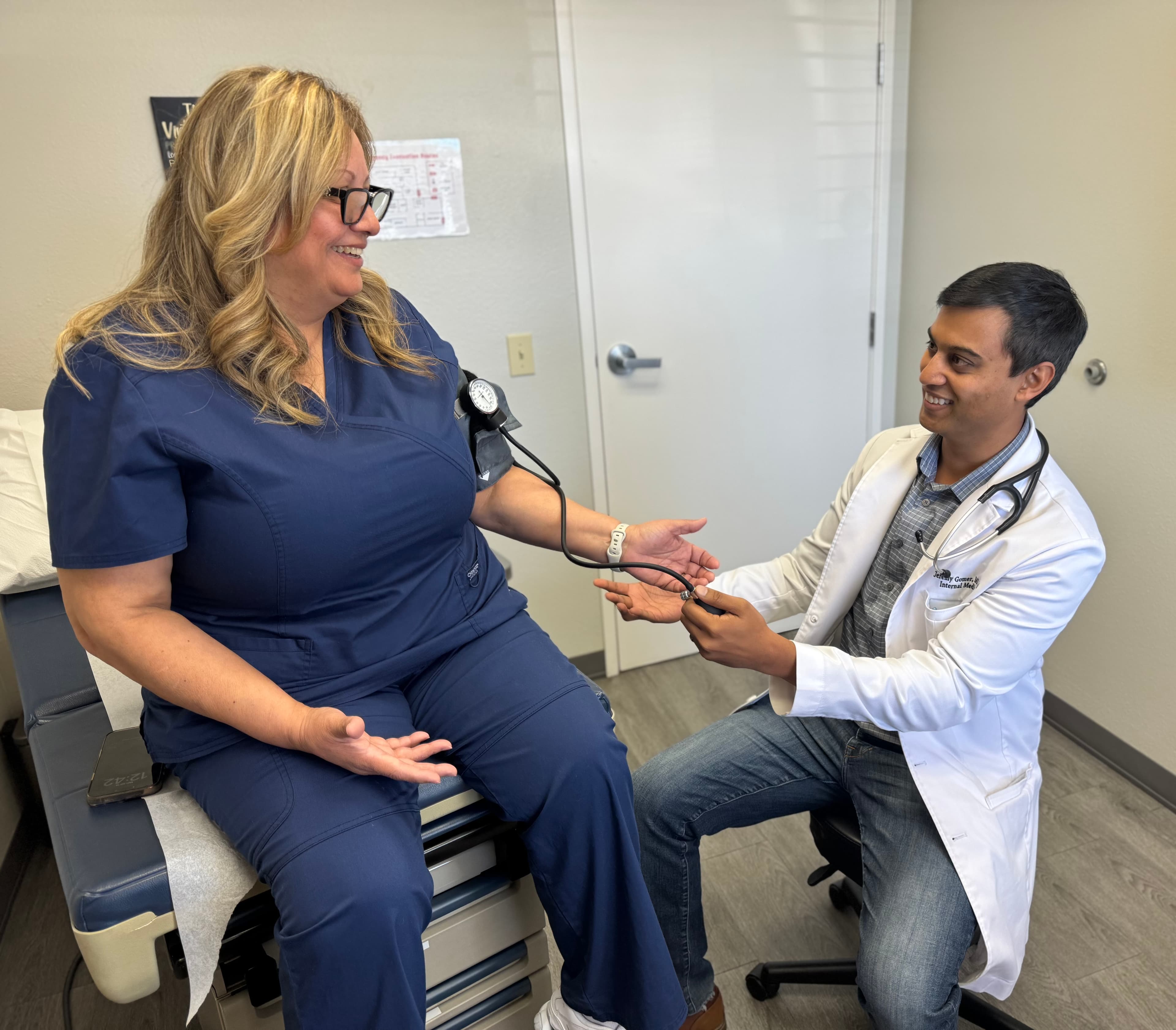 Healthcare professional with patient